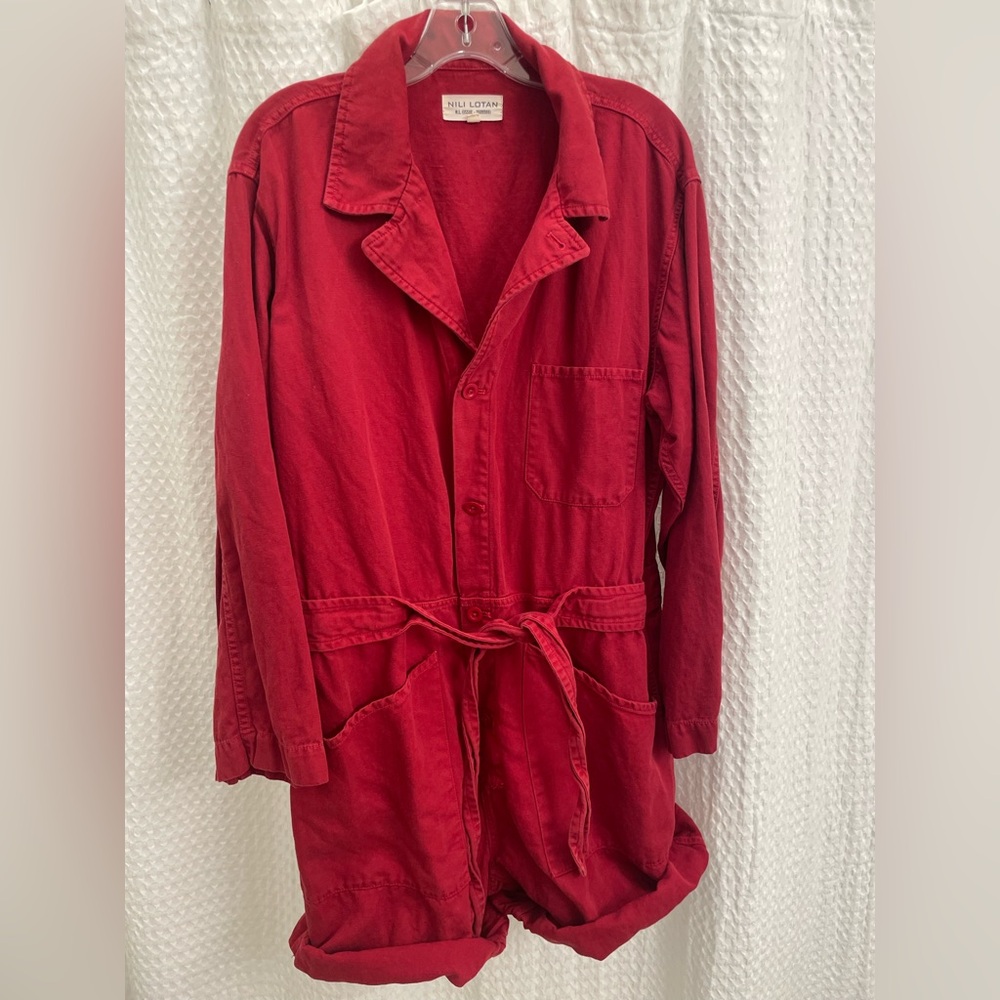 NILI LOTAN Ariana Jumpsuit in Sunkissed Red. Size Large. - Picture 3 of 4